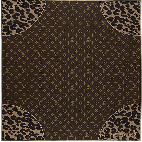 New Louis Vuitton Iconic Scarf Monogram Leopard Animal Print Silk Satin Scarf - Picture 3 of 16